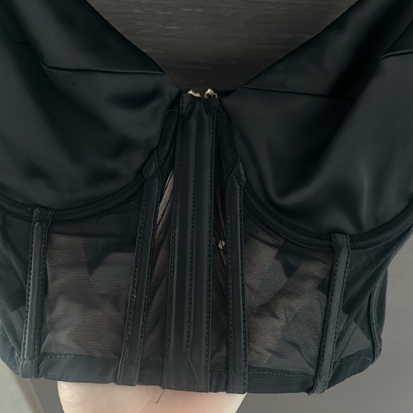 Black silk & mesh corset bustier top size S - Picture 3 of 3
